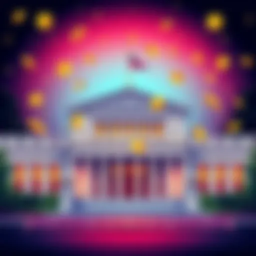 Illustration of a US Treasury building with Bitcoin symbols, indicating the announcement about Bitcoin mixers being lawful.