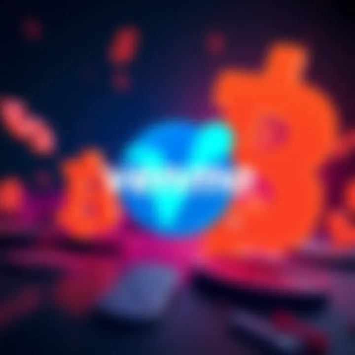 Illustration of Venmo logo with dollar signs and Bitcoin symbols fading in the background