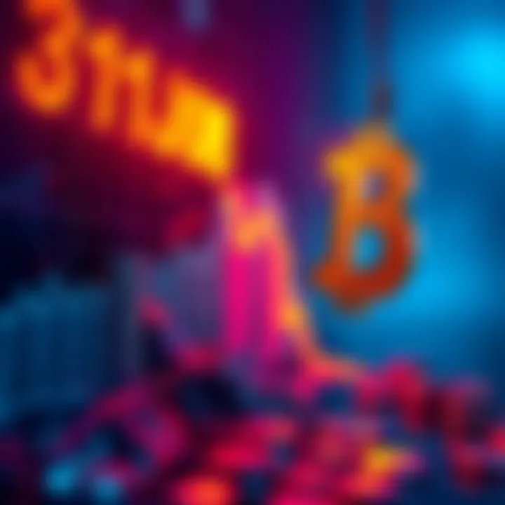 A visual representation showing a job loss graph decreasing and a Bitcoin symbol dropping, illustrating the contrast between US job losses and Bitcoin's price fall.