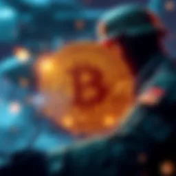 Graphic representing US military involvement in Bitcoin operations to outpace China, showing military symbols and Bitcoin logo.