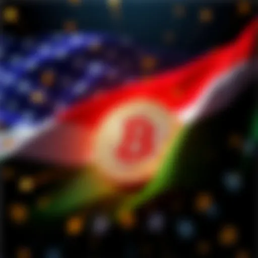 A visual representation of the US flag overlaid with digital cryptocurrency symbols, signifying the seizure of $1 billion in Iranian crypto assets.