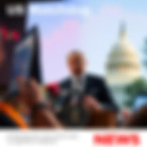 US Watchdog Announcement on Crypto A US financial watchdog official announcing the removal of the crypto hazard label during a press conference, with a backdrop of financial charts and the Capitol building in view.