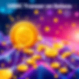 Illustration showing USDC coins flowing on the Solana blockchain