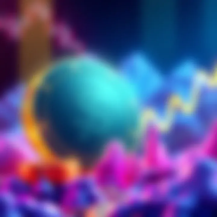 Illustration showing the concept of USDT stablecoin with a dollar sign and a graph indicating price fluctuations around $1.