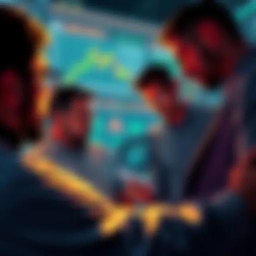 A group of investors analyzing graphs showing USDT's recent performance and stability risks