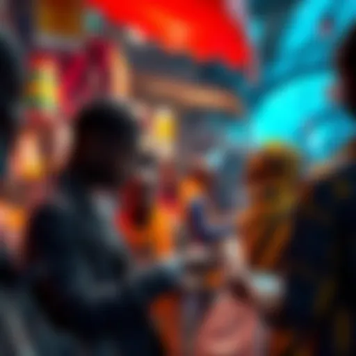 People in a busy African market using USDT for payments, showing financial transactions in action.