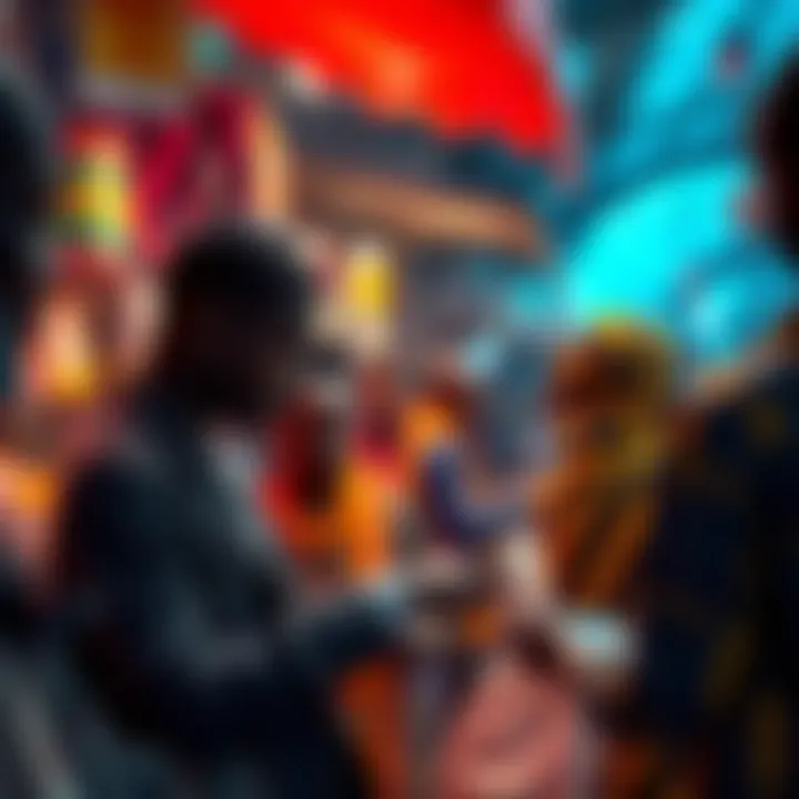 People in a busy African market using USDT for payments, showing financial transactions in action.