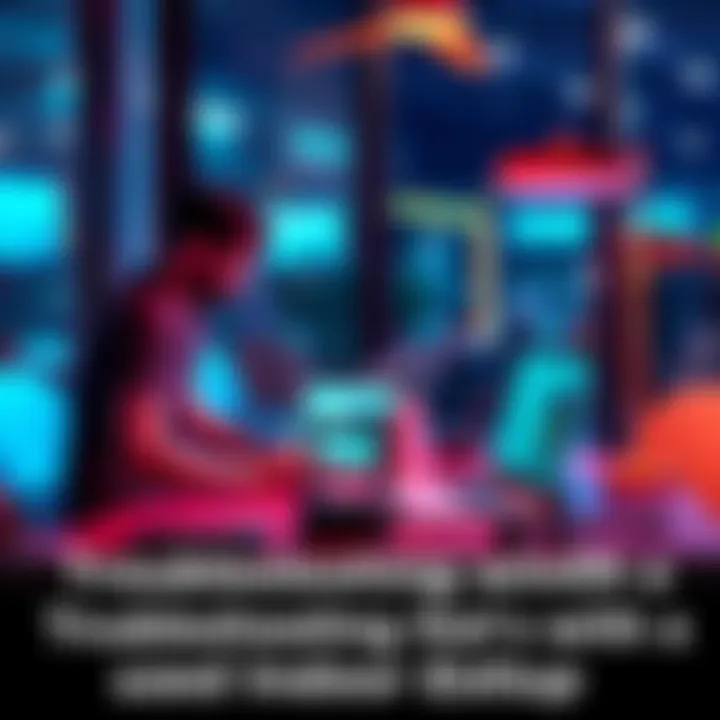 A person troubleshooting a used indoor hotspot device with a laptop and tools on a table