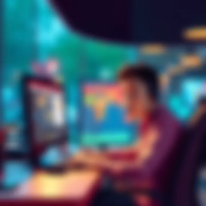 A person sitting at a computer, surprised while completing an online badge purchase, with a map showing a different location in the background.