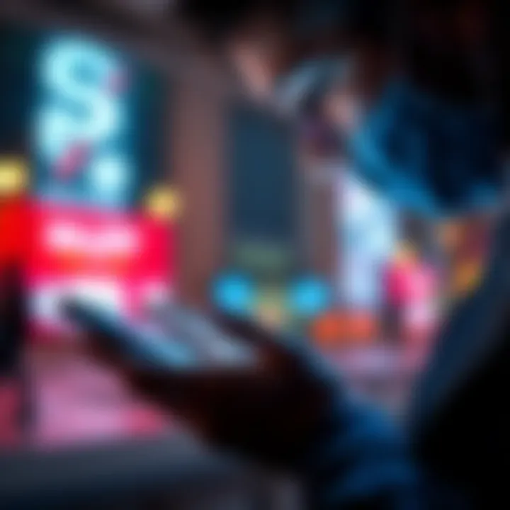 A person looking at their smartphone screen displaying an app with a balance issue message