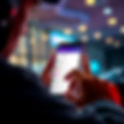 User checking bank app A person looking at their smartphone with a bank app open, showing account status updates, with a concerned expression
