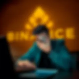 A person looking disappointed while using a laptop in front of a Binance logo, expressing frustration about losing funds in a dispute