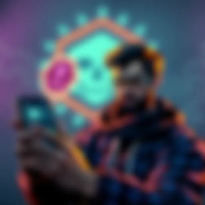 Person showing frustration while using Kraken app on a phone with a VPN symbol in the background