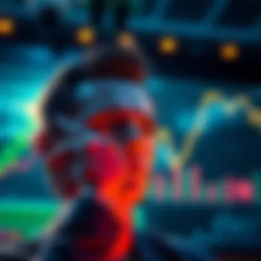 Frustrated person looking at a financial graph with downward trends, symbolizing losses in SHIB investments since 2021