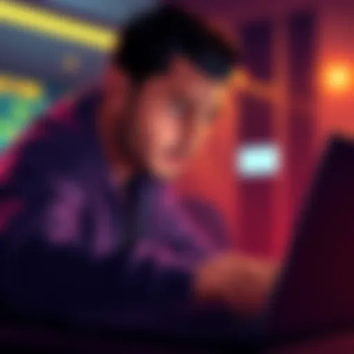 A concerned user looking at a laptop with a worried expression, referencing missing funds from a cryptocurrency platform.