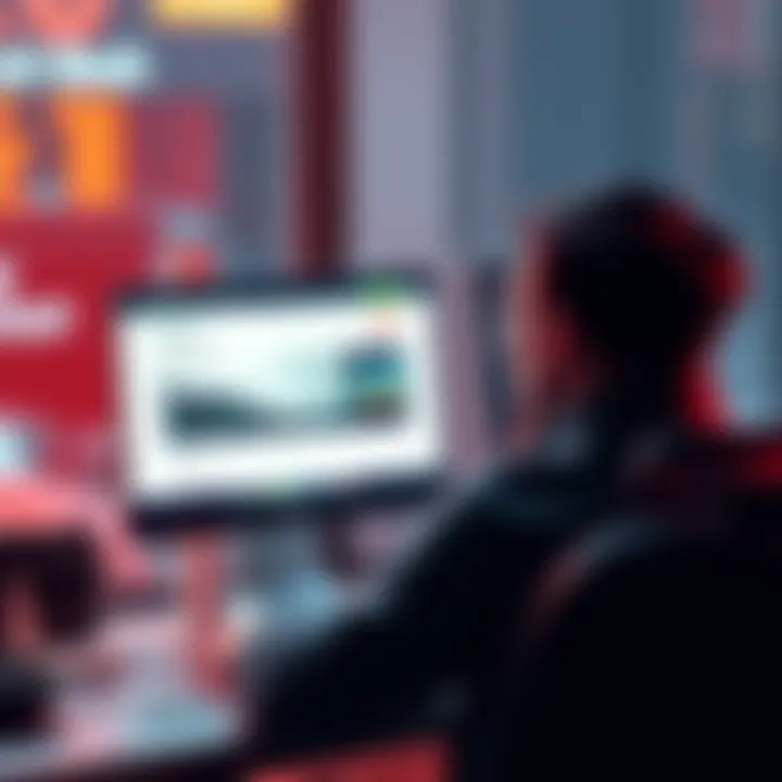 A person sitting at a desk, looking at a laptop with the Kraken exchange website open, expressing thoughts on safety and support in cryptocurrency trading.