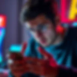A person looking frustrated at their smartphone while trying to download a game from the Arcade app