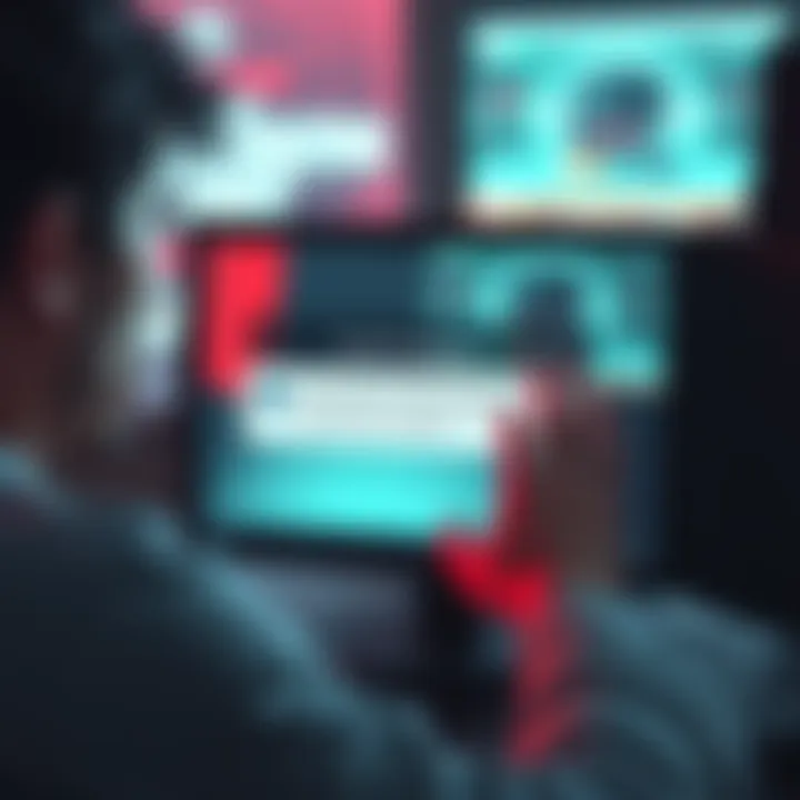 A person looking at a computer screen with a worried expression, showing a message about account suspension