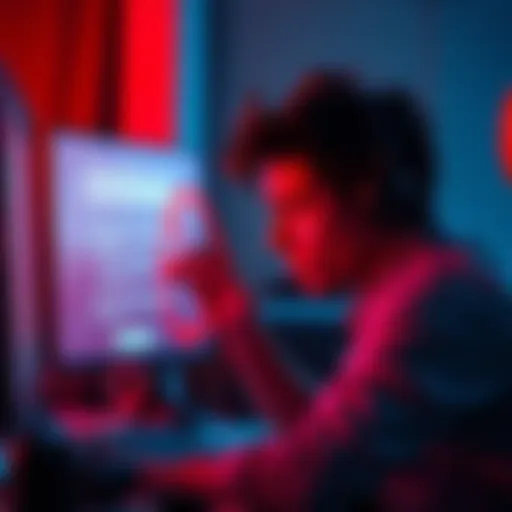 A frustrated person looking at their computer screen with a blocked support message from Exodus, showing concern about privacy and security