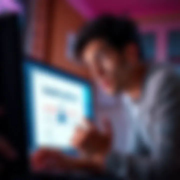 A person looking at a computer screen with a confused expression, showing a locked options message