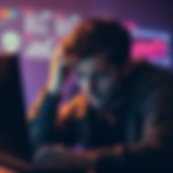 A distressed person looking at a computer screen, depicting frustration over lost credits in an online platform.