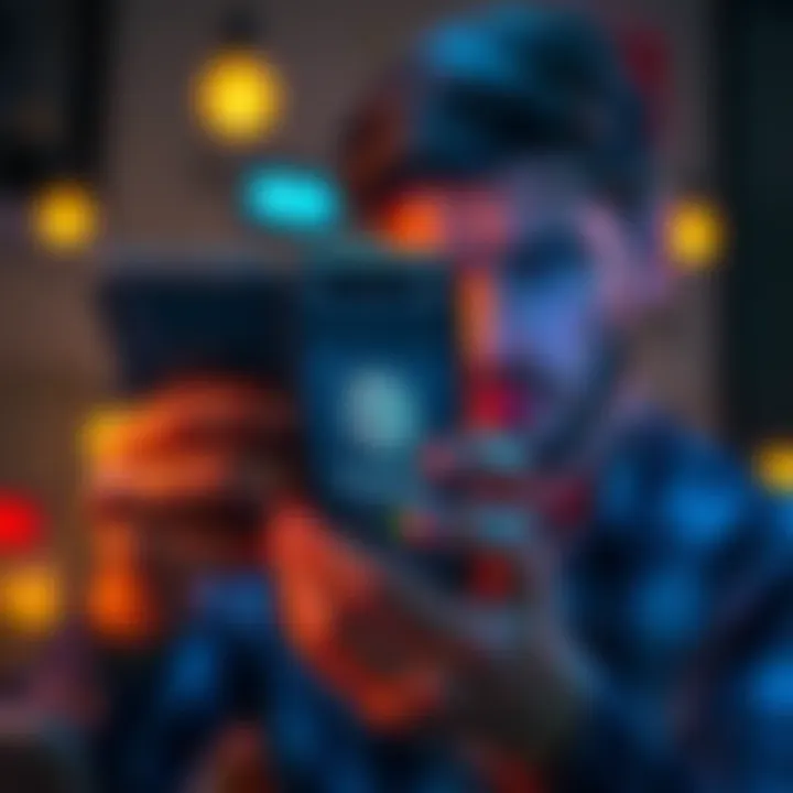 A person looking frustrated while using a smartphone showing a biometric feature for security