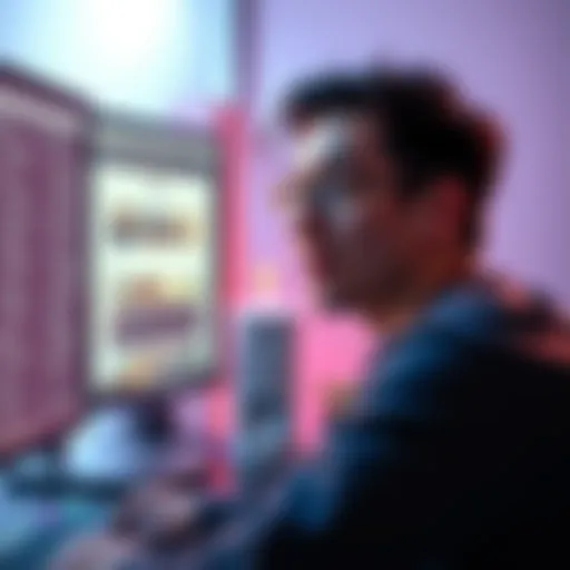 A person looking surprised while viewing a forum post on a computer screen, experiencing shock over a GIF instead of an image.