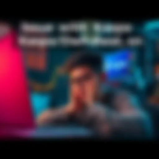 A person looking frustrated while using a laptop, with a screen showing a cryptocurrency exchange interface and a Kaspa logo