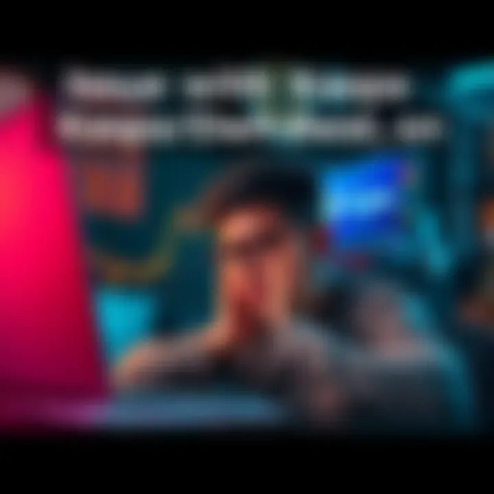 A person looking frustrated while using a laptop, with a screen showing a cryptocurrency exchange interface and a Kaspa logo