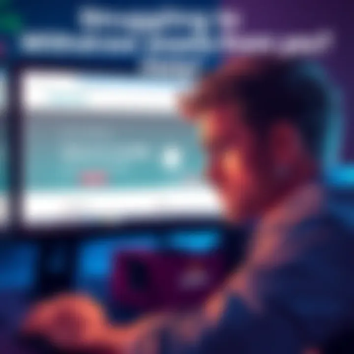 A concerned person looking at their computer screen with a worried expression, showing the Uphold website and account restrictions message.