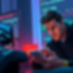 A frustrated crypto user looking at their device, showing a message about missing funds in TooBit account.