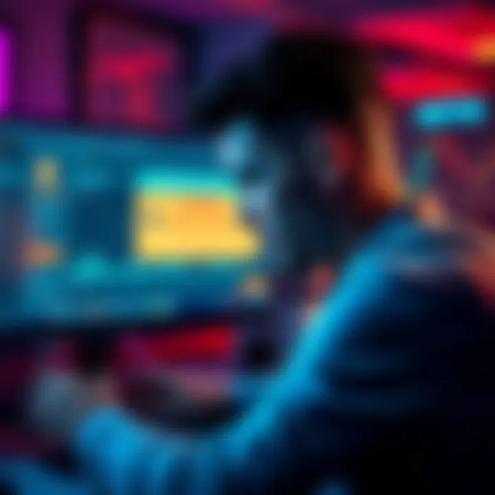 A concerned person looking at a computer screen showing a cryptocurrency exchange platform with a warning about a missing return address.