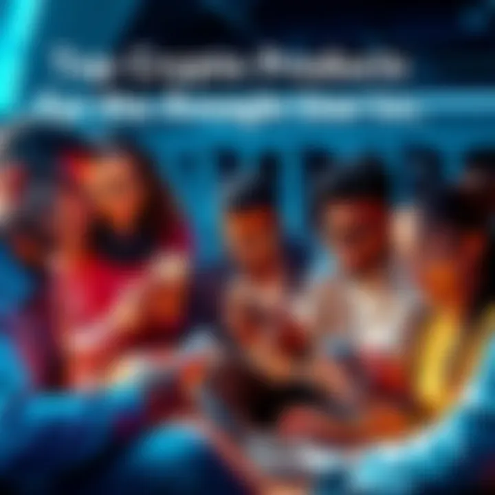 A group of diverse people using easy-to-access crypto applications on their smartphones and laptops, demonstrating simple onboarding features like email logins.