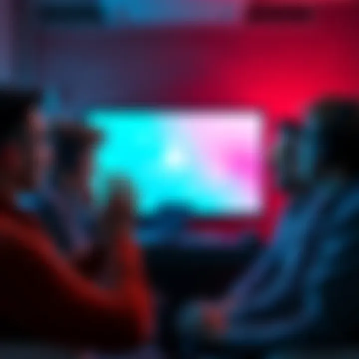 Group of people reacting with surprise at their computer screens