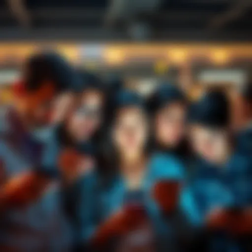 A group of people looking at their phones, showing disappointment and frustration due to app access issues.