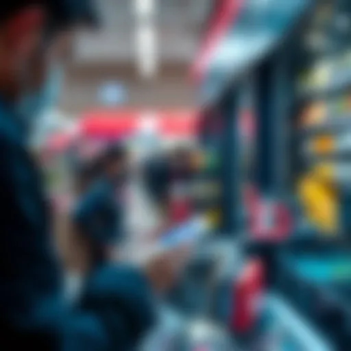 A person making a payment with a smartphone using MetaMask at a store checkout.