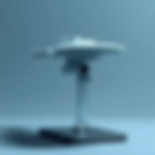 A Revell USS Voyager model displayed on a sturdy replacement stand, showing the ship in detail against a plain background.