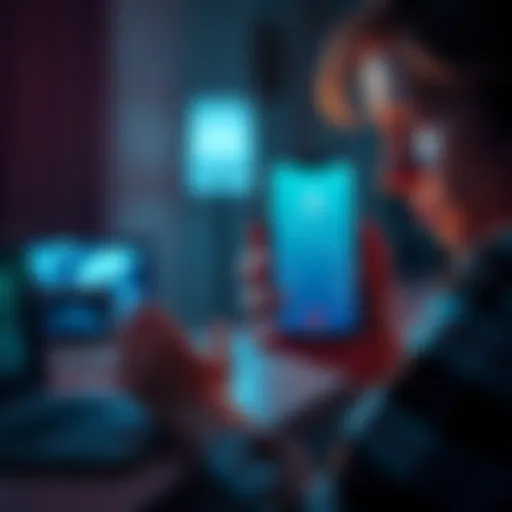 A worried person looking at their phone with a cryptocurrency wallet display, showing a decrease in funds. Background shows a dimly lit room with a laptop open, symbolizing online security issues.