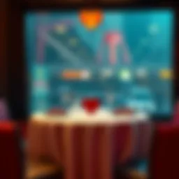 A single diner sits at a beautifully set table with a heart-shaped decoration for Valentine's Day