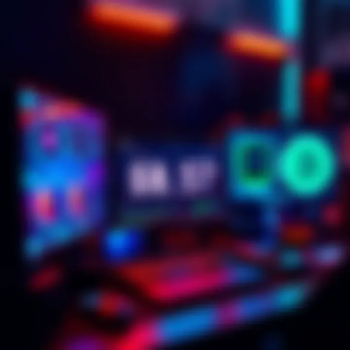 A computer setup showing hardware components for crypto validation and a digital display of potential earnings.