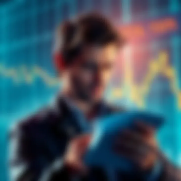 A visual representation of Vanguard's decision to block clients from Bitcoin ETFs, symbolizing delays in cryptocurrency investments with a frustrated investor looking at a chart showing a steep decline.