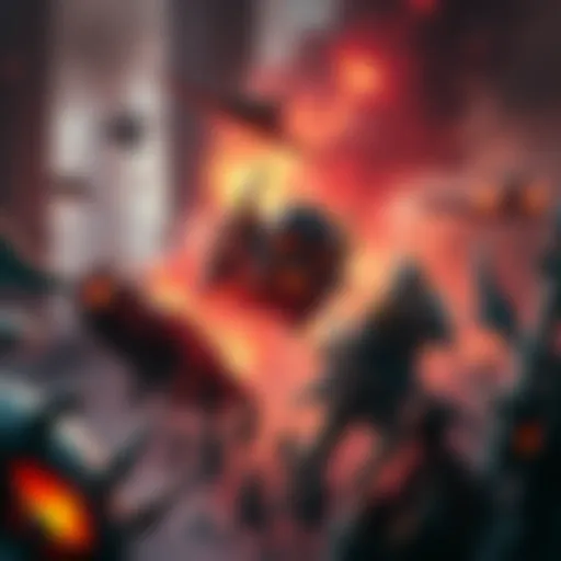 A chaotic battlefield scene with a Vashtorr themed base featuring vehicles and creative designs