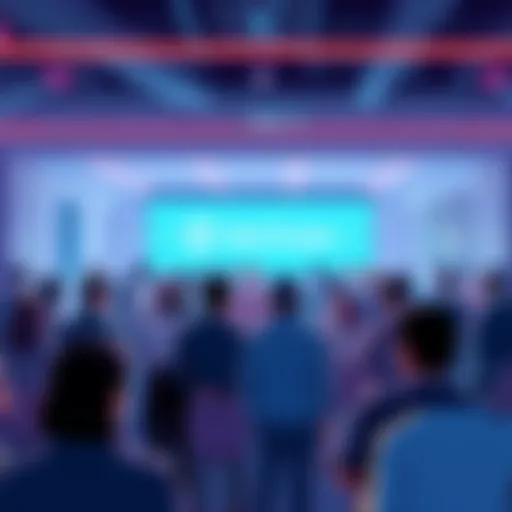 People gathered for a discussion about VeChain updates and features, engaging in conversation.