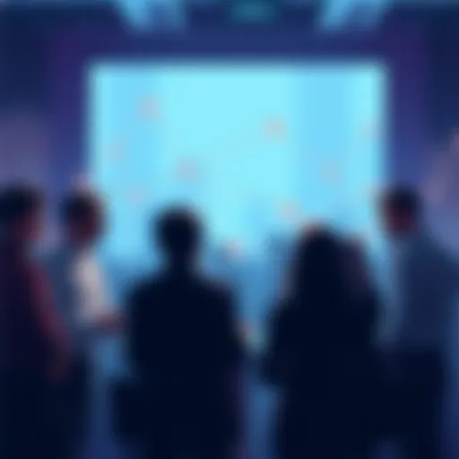 A group of people engaging in conversation about blockchain trends and Vechain developments