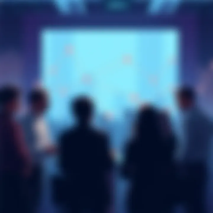 A group of people engaging in conversation about blockchain trends and Vechain developments