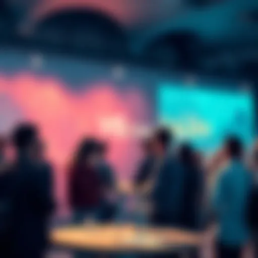 People engaging in a discussion about Vechain technology and trends at a community event