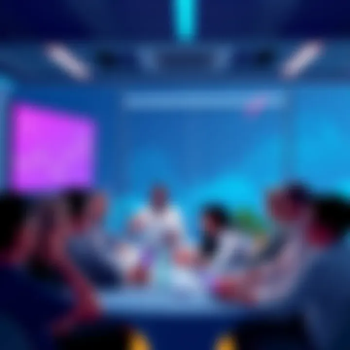 A group of people discussing VeChain updates and sharing ideas in a virtual meeting setting.