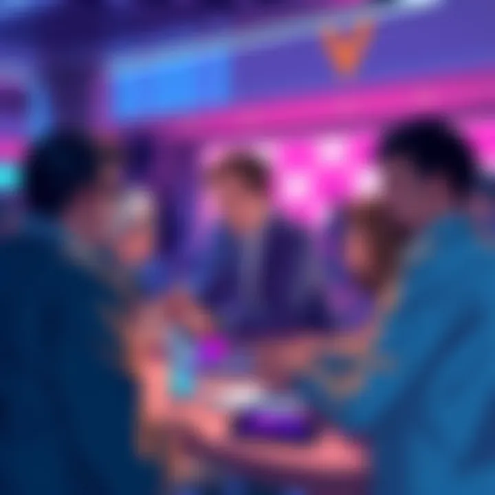 People participating in a Vechain daily discussion, sharing ideas and asking questions about blockchain developments.
