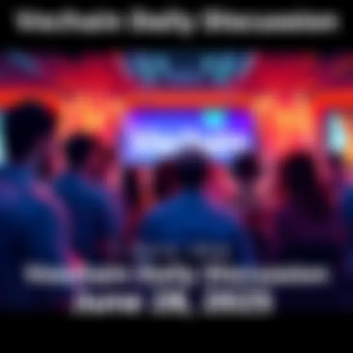 People engaging in a lively discussion about Vechain and blockchain technology