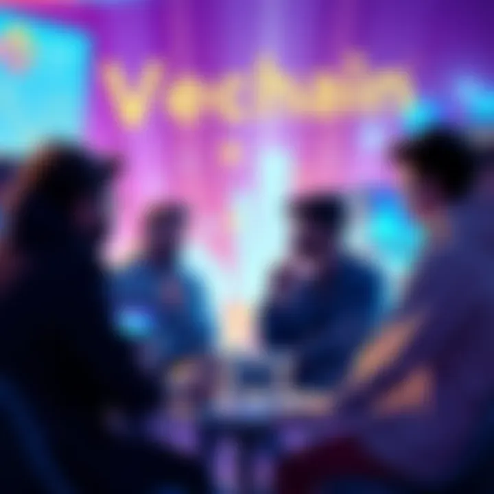 People engaging in a discussion about Vechain, sharing insights and asking questions on blockchain technology.